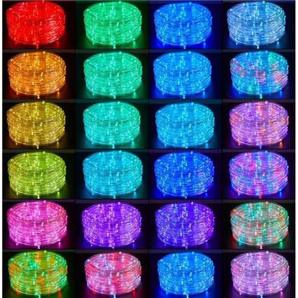 33ft Outdoor Rope Lights 24 Color Changing Waterproof LED String Lights Remote - Picture 3 of 7